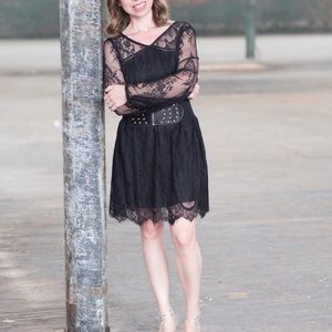 Black lace long sleeve dress